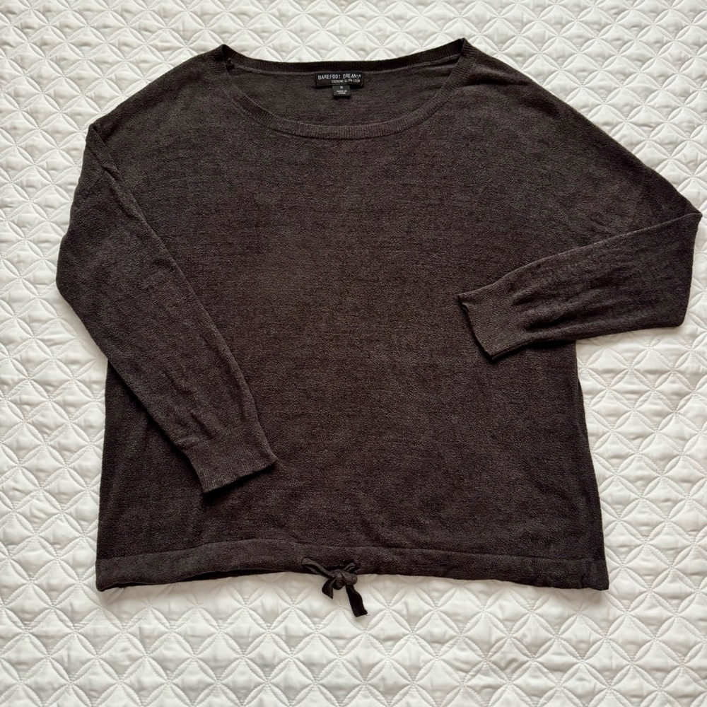 Barefoot Dreams CozyChic Ultra Lite Slouchy Pullover Carbon Dark Gray Size M